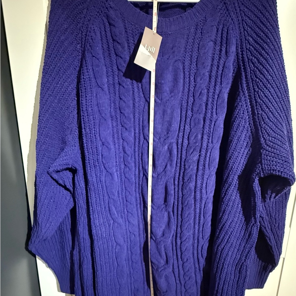 J. Jill Rich Blue Cable Knit Sweater